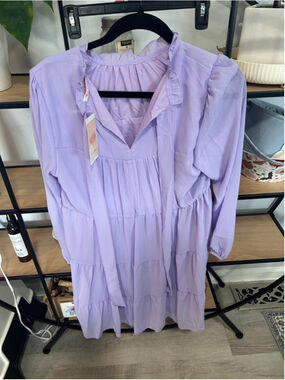 Women's KIRUNDO Lavender Tiered Mini Dress Size S